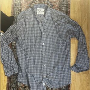 Frank & Eileen Mens Blue plaid Gray Paul Button Up Casual cotton XXL